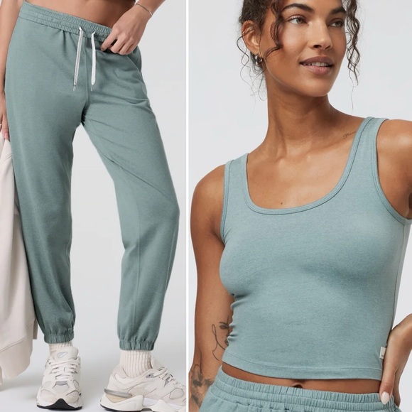 Vuori DreamKnit Boyfriend Sweatpant & Halo Essential Tank Set Pistachio Small - Picture 10 of 10